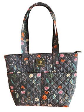 Alexis Bendel Quilted Floral Tote Bag Striped Interior Logo Durable Stylish